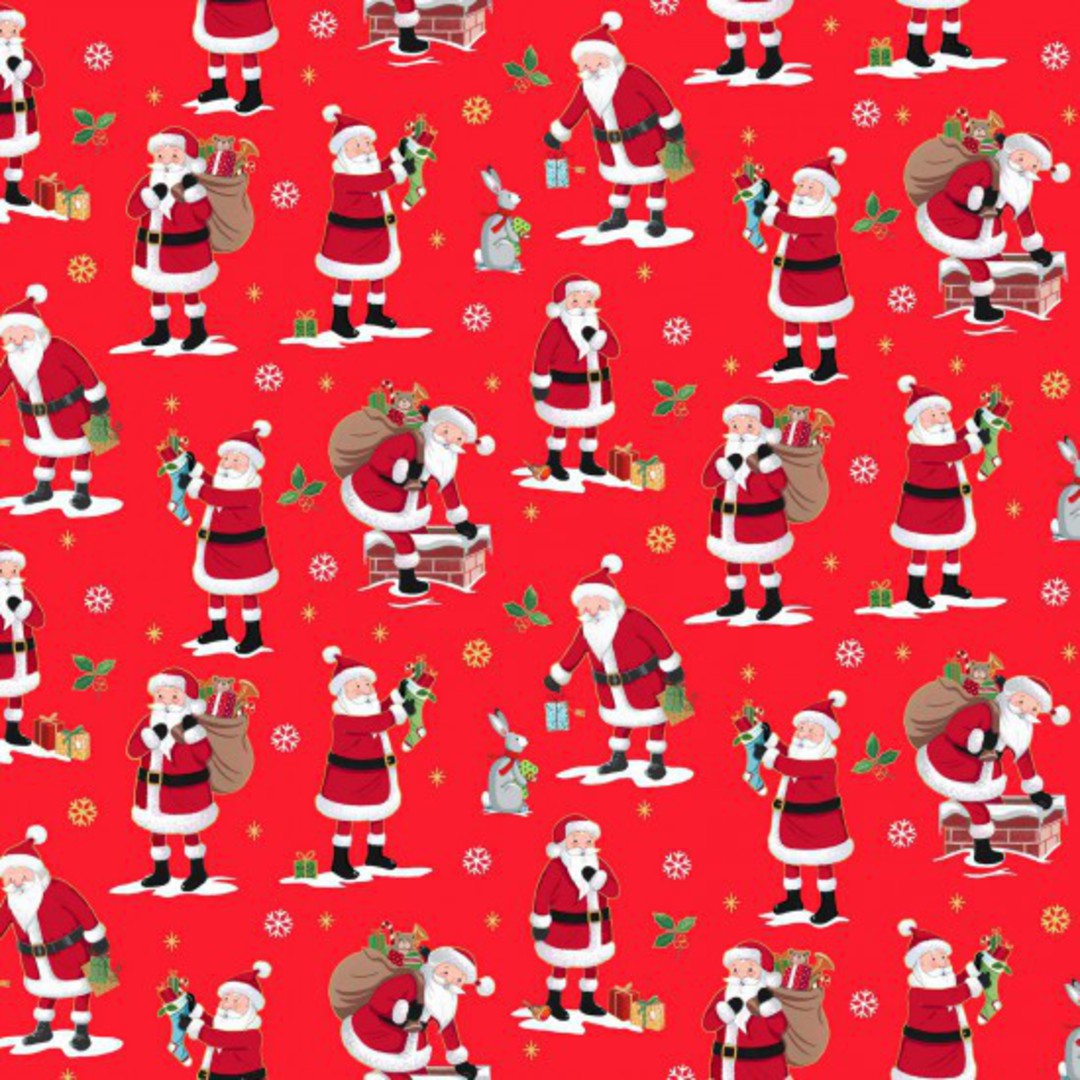 Red Santas Merry Christmas Colour 102 as a Fat Quarter image 0